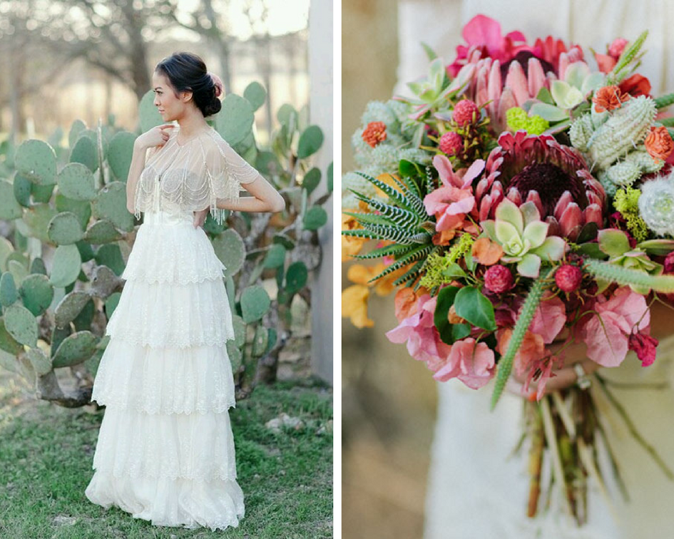tendance mariage cactus robe bouquet
