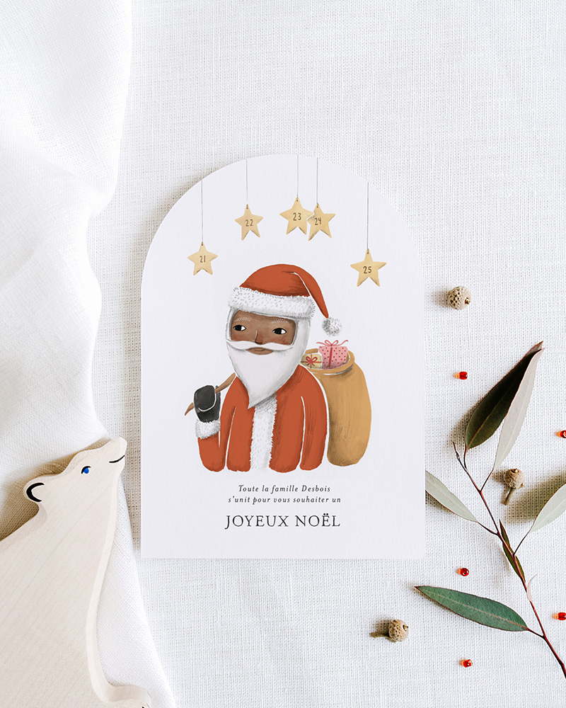 Carte de voeux Sweet Santa, Collaboration Cotton Bird x Mer Mag.